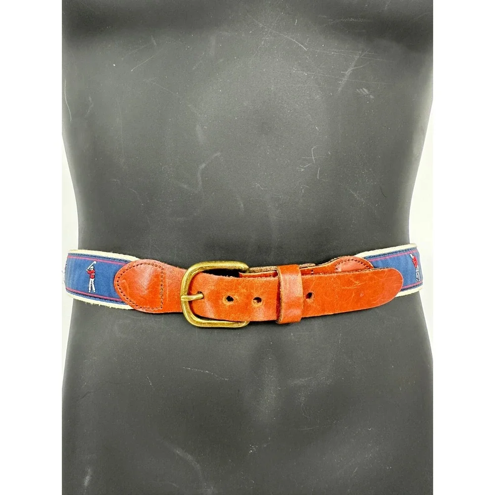Leather Man Limited Men's Handmade Blue Canvas Golfer Leather Belt Size 38